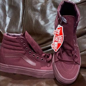 Vans burgundy high top canvas shoes